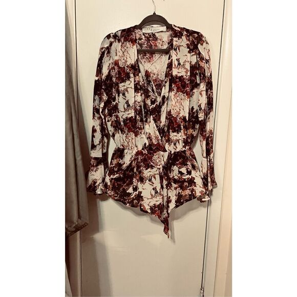 IRO PARADON FLORAL SURPLICE BELL SLEEVE FLORAL BLOUSE SIZE S US SZ 6 FRENCH 36 - Picture 4 of 14